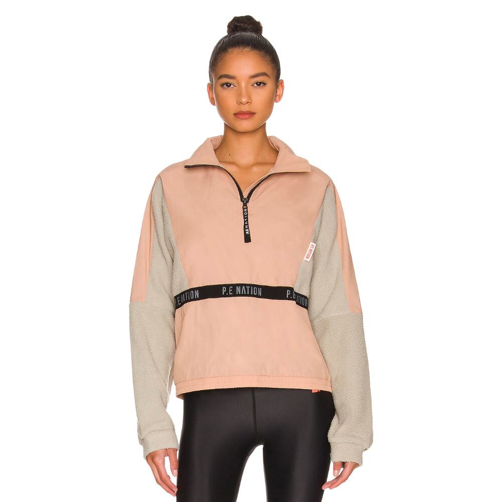 P.E Nation Static Pullover Shearling Fleece / Nylon Jacket in Sirocco Size Small